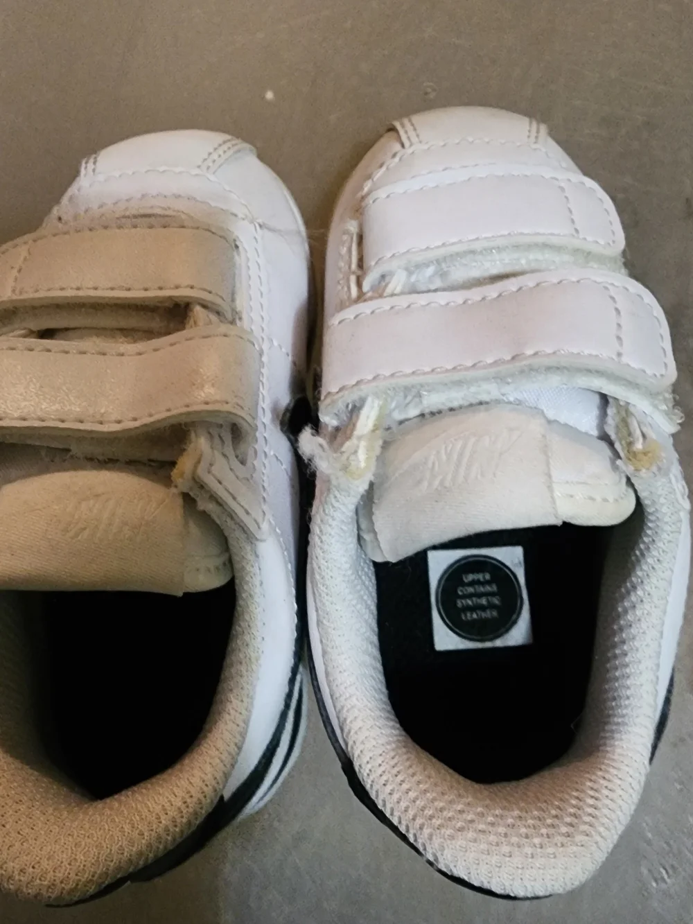 Nike Cotez Kids' White Velcro Sneakers with Black Swoosh Size 5